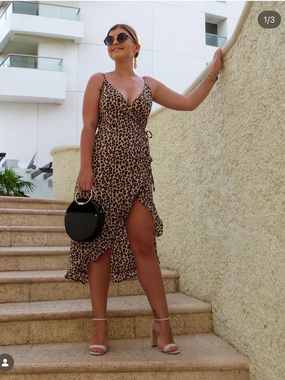 H&M Leopard Print High-Low Wrap Dress - Brown/Black